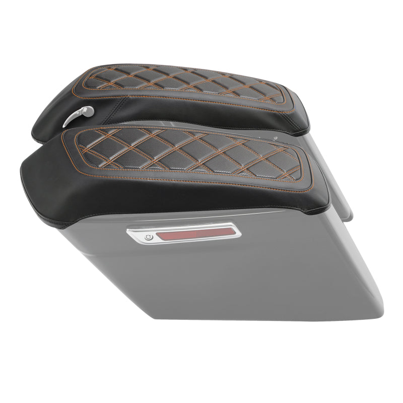 C.C. RIDER Saddlebag Lid Covers Lattice Stitching Protect Saddlebags For Harley Touring Street Glide Road Glide 2014-2024