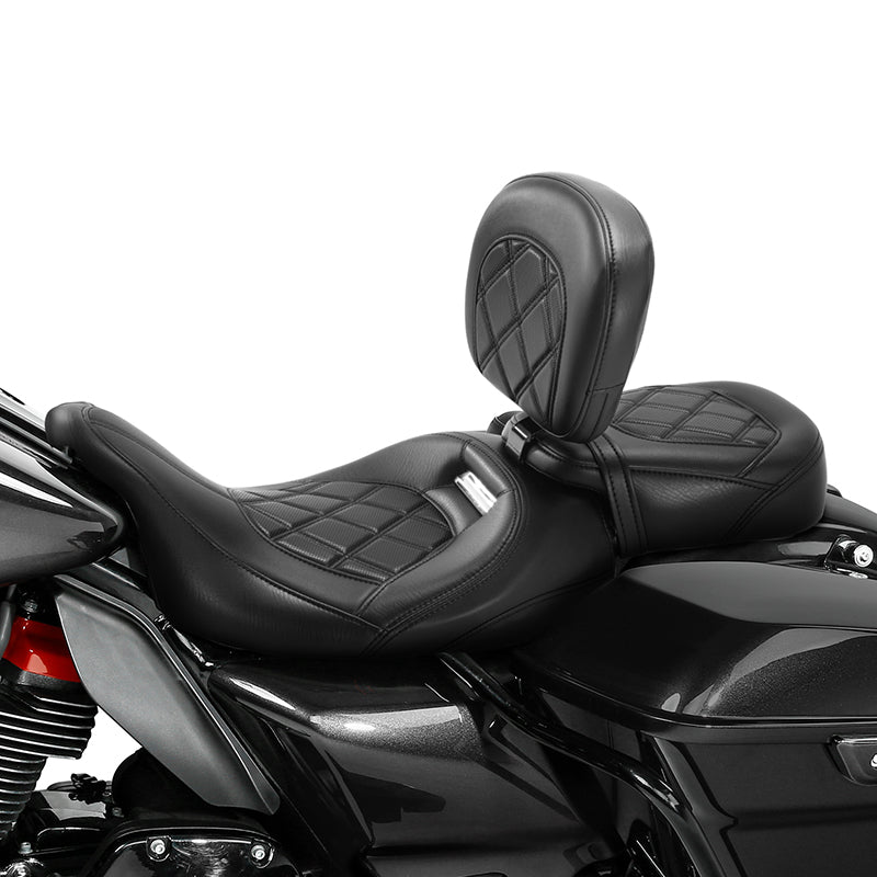 C.C. RIDER Rider Backrest Driver Backrest Pad For Harley Touring CVO Street Glide Road Glide Electra Glide Road King, 2009-2023