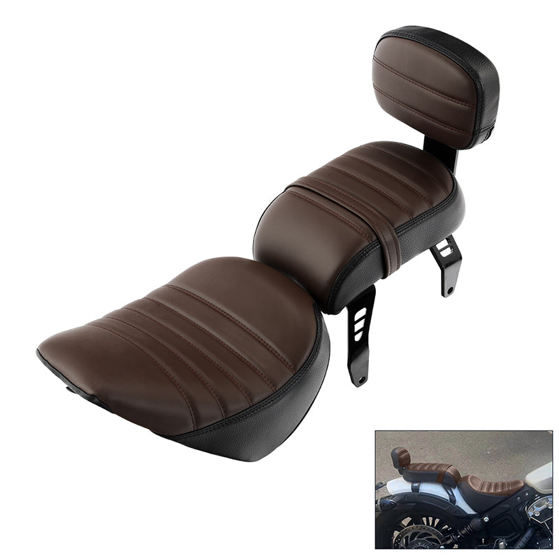 C.C. RIDER Indian Scout 2 Piece 2 Up Seat Driver Passenger Seat With Backrest For Scout Bobber Sixty Scout Bobber ABS, 2018-2024