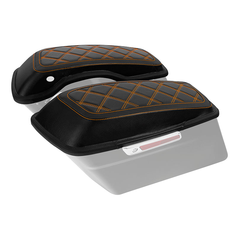 C.C. RIDER Saddlebag Lid Covers Lattice Stitching Protect Saddlebags For Harley Touring Street Glide Road Glide 2014-2024