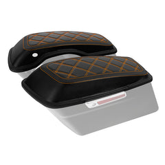 C.C. RIDER Saddlebag Lid Covers Lattice Stitching Protect Saddlebags For Harley Touring Street Glide Road Glide 2014-2024