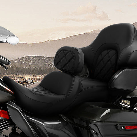 C.C. RIDER Rider Backrest 2 Up Seat Driver Backrest Pad For Harley Touring CVO Electra Glide Road King Street Glide Road Glide, 1988-2025