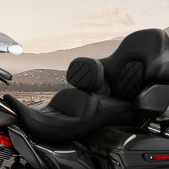 C.C. RIDER Rider Backrest 2 Up Seat Driver Backrest Pad For Harley Touring CVO Electra Glide Road King Street Glide Road Glide, 1988-2025