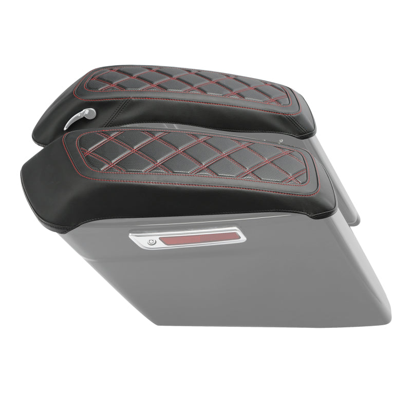 C.C. RIDER Saddlebag Lid Covers Lattice Stitching Protect Saddlebags For Harley Touring Street Glide Road Glide 2014-2024