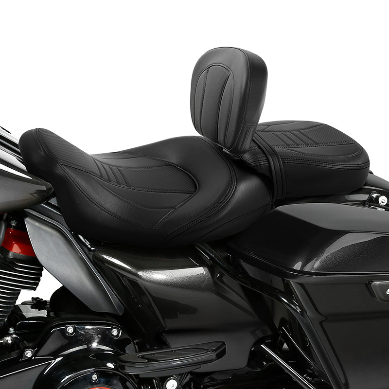 C.C. RIDER Rider Backrest Driver Backrest Pad For Harley Touring CVO Street Glide Road Glide Electra Glide Road King, 2009-2023