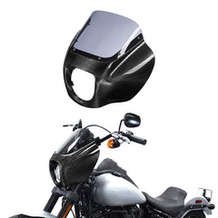 HR3 Carbon Fiber Vivid Black Headlight Fairing & Windshield Fit For Harley Softail FXBB FXLR 2018-later