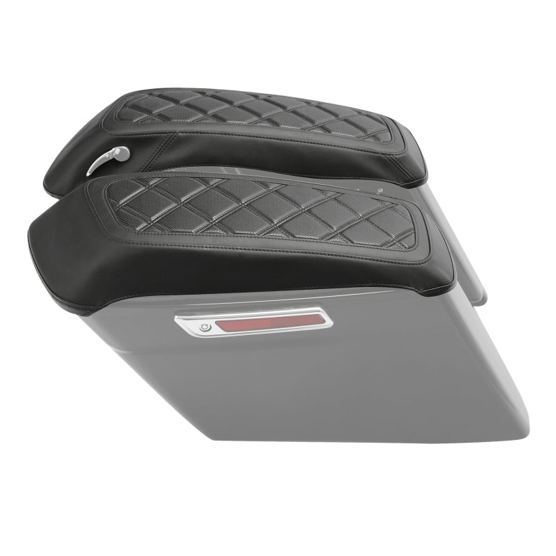 C.C. RIDER Saddlebag Lid Covers Lattice Stitching Protect Saddlebags For Harley Touring Street Glide Road Glide 2014-2024