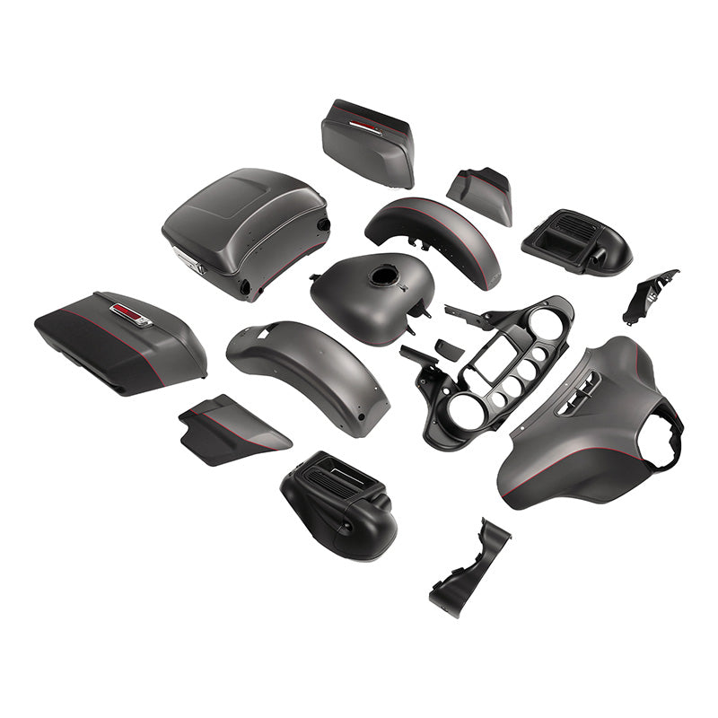 HR3 Industrial Gray Denim / Black Denim Complete Body Fairing Kit For Harley Ultra Limited FLHTK 14-23