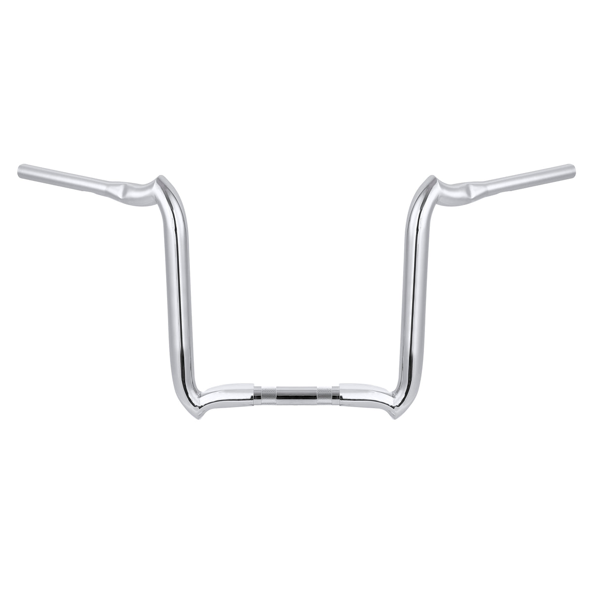 Santee 1-1/4" 16" Rise Crooked Handlebar Gloss Black Chrome Fit For Harley Touring 3.5" Knurl