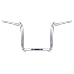 Santee 1-1/4" 16" Rise Crooked Handlebar Gloss Black Chrome Fit For Harley Touring 3.5" Knurl