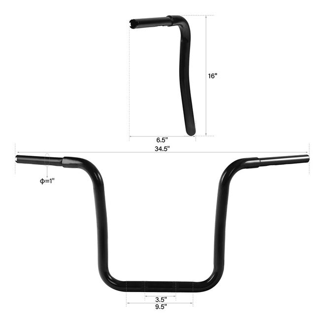Custom Chrome 16" Rise 1-1/4" Ape Hanger Bar Fat Handlebar Fit Matte Black Chrome For Harley Road Glide 15+