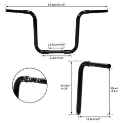 Custom Chrome 1-1/4" Ape Hangers 14" Rise Handlebar Matte Black Chrome Fit For Harley Softail Sportster XL