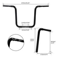 Custom Chrome 1.25" Ape Hangers 16" Rise Handlebar Chrome Matte Black Fit For Harley Softail Sportster XL
