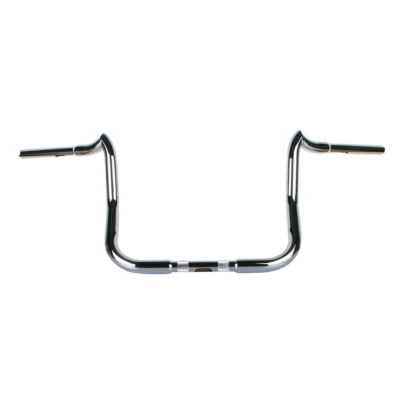 Santee 1-1/4" Fat 12" Rise Crooked Handlebar Gloss Black Chrome Fit For Harley Touring Glide