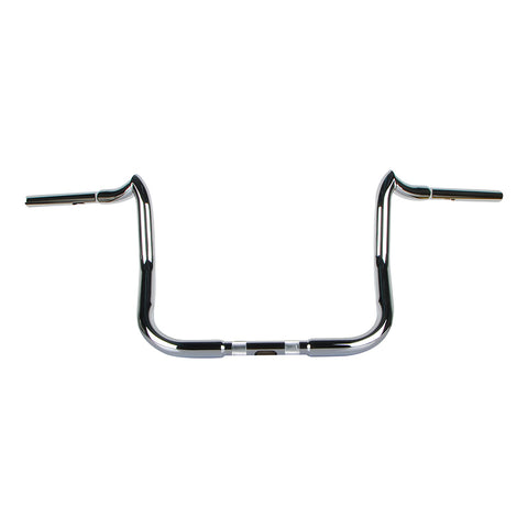 Santee 1-1/4" Fat 12" Rise Crooked Handlebar Gloss Black Chrome Fit For Harley Touring Glide