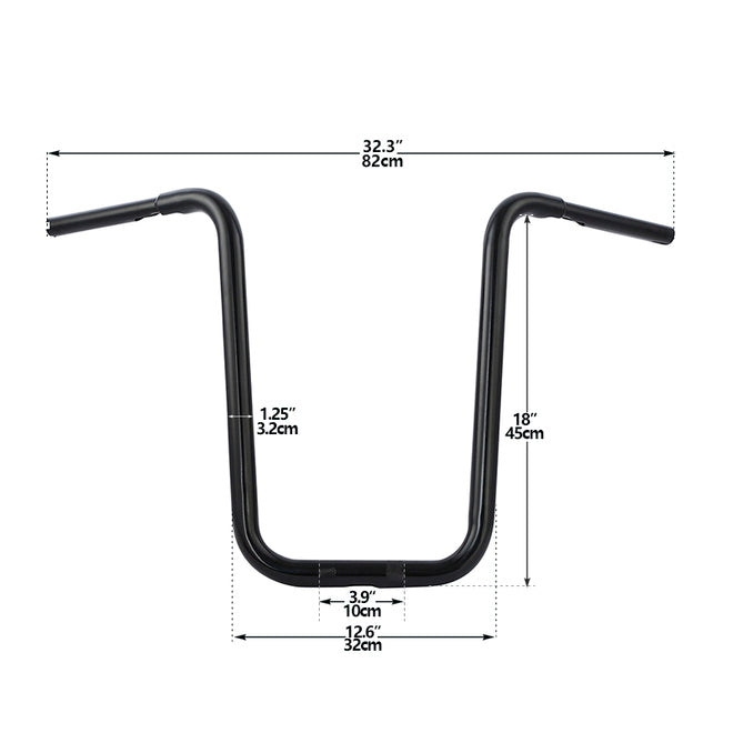 Santee 1-1/4" Ape Hanger Handlebar 18” Rise Fit For Harley Road King 14-up Matte Black Chrome