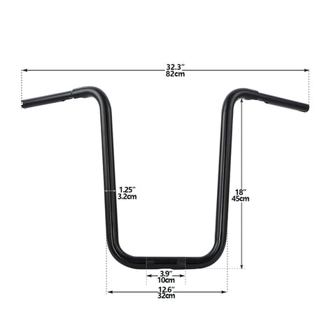 Santee 1-1/4" Ape Hanger Handlebar 18” Rise Fit For Harley Road King 14-up Matte Black Chrome