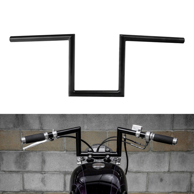 Jammer Gloss Black 1" 10” Rise 60's Handlebar Without Indent Fit For Harley 1" Clamp