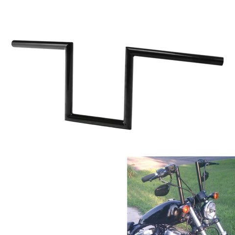 Jammer Gloss Black 1" 10” Rise 60's Handlebar Without Indent Fit For Harley 1" Clamp