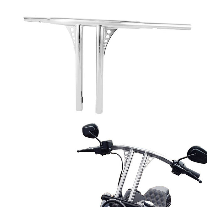 Santee 16" Rise 1.25" T-Bar Straight-Up Handlebar Chrome Gloss Black Fit For Harley 3.5 C to C Hole