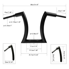 Santee 2" Ape Hanger Handlebar 16” Rise Fit For Harley Road King Sportster Gloss Black Chrome