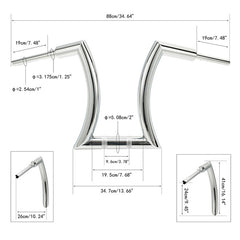 Santee 2" Ape Hanger Handlebar 16” Rise Fit For Harley Road King Sportster Gloss Black Chrome