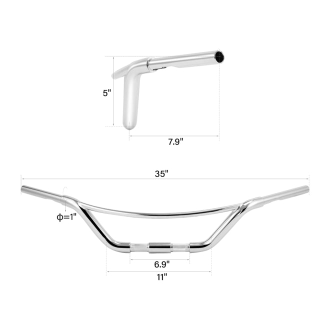 Jammer 1-1/4" Fat Low Hollywood Handlebar Fit For Harley Springer 1" Clamp Chrome