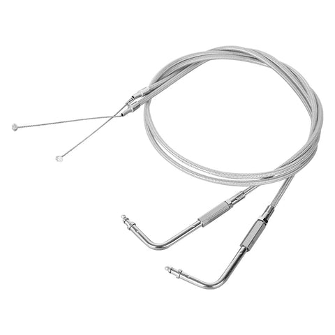 Custom Chrome 110cm Stainless Throttle Cable Wire Set Fit For Harley Touring FLST FXST 1996-10
