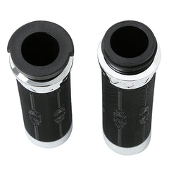 Custom Chrome 1'' TBW Handlebar Hand Grips Groove Slot Fit For Harley 2008-Up Cable Throttle