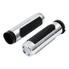 Custom Chrome Chrome 1'' Handlebar Hand Grips Fit For Harley Softail XL Cable Throttle 1973-Up