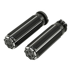 Custom Chrome Gloss Black 1''Handlebar Hand Grips Fit For Harley Davidson Cable Throttle 73-Up