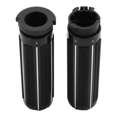 Custom Chrome Gloss Black 1''Handlebar Hand Grips Fit For Harley Davidson Cable Throttle 73-Up