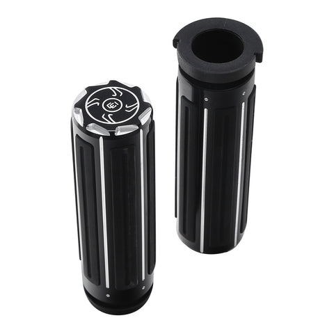 Custom Chrome Gloss Black Handlebar Hand Grips Fit For Harley 2008-UP Touring TBW Applications