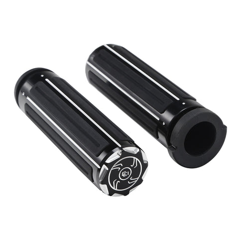 Custom Chrome Gloss Black Handlebar Hand Grips Fit For Harley 2008-UP Touring TBW Applications