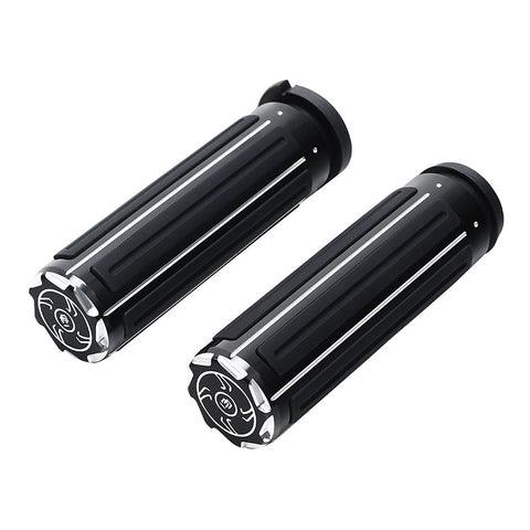 Custom Chrome Gloss Black Handlebar Hand Grips Fit For Harley 2008-UP Touring TBW Applications