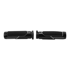 Custom Chrome Chrome Black Rubber Handlebar Grips Fit For Harley Cable Style Applications 1973-UP