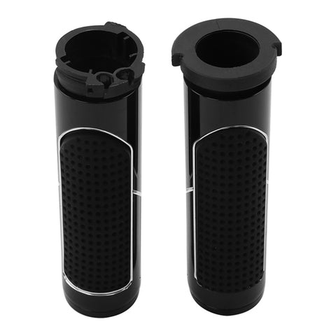 Custom Chrome Chrome Black Rubber Handlebar Grips Fit For Harley Cable Style Applications 1973-UP