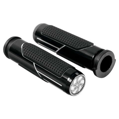 Custom Chrome Chrome Black Rubber Handlebar Grips Fit For Harley TBW Application 2008+