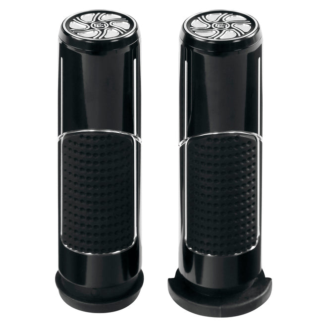 Custom Chrome Chrome Black Rubber Handlebar Grips Fit For Harley TBW Application 2008+