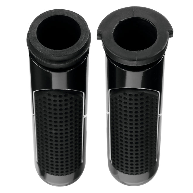 Custom Chrome Chrome Black Rubber Handlebar Grips Fit For Harley TBW Application 2008+