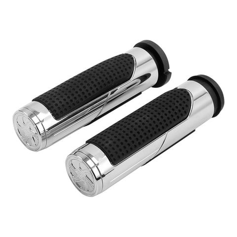 Custom Chrome Chrome Black Rubber Handlebar Grips Fit For Harley TBW Application 2008+