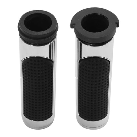 Custom Chrome Chrome Black Rubber Handlebar Grips Fit For Harley TBW Application 2008+