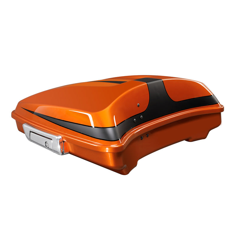 HR3 Scorched Orange / Black Denim 5.5" Razor Style Touring Trunk Luggage For 14-24 Touring