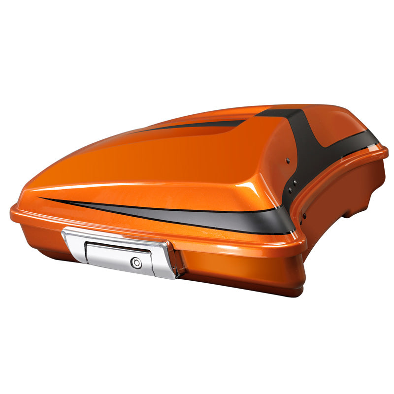 HR3 Scorched Orange / Black Denim 5.5" Razor Style Touring Trunk Luggage For 14-24 Touring