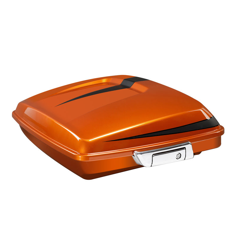 HR3 Scorched Orange / Black Denim 5.5" Razor Style Touring Trunk Luggage For 14-24 Touring
