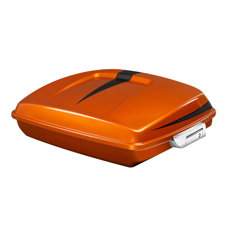 HR3 Scorched Orange / Black Denim 5.5" Razor Style Touring Trunk Luggage For 14-24 Touring