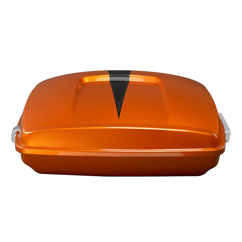HR3 Scorched Orange / Black Denim 5.5" Razor Style Touring Trunk Luggage For 14-24 Touring