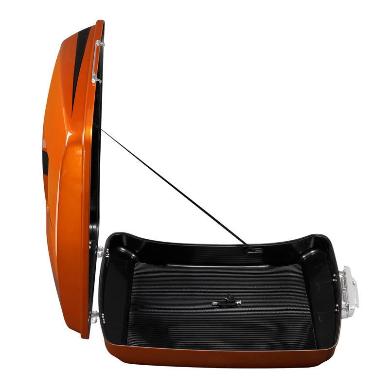 HR3 Scorched Orange / Black Denim 5.5" Razor Style Touring Trunk Luggage For 14-24 Touring