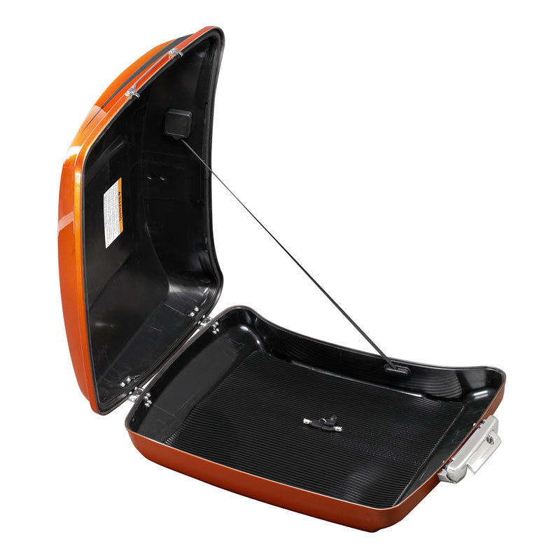 HR3 Scorched Orange / Black Denim 5.5" Razor Style Touring Trunk Luggage For 14-24 Touring