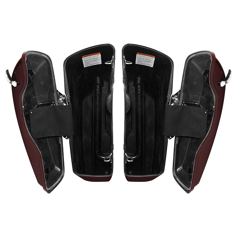 HR3 Midnight Crimson 5" Stretched Extended Saddlebags For Harley Touring 2014-2023